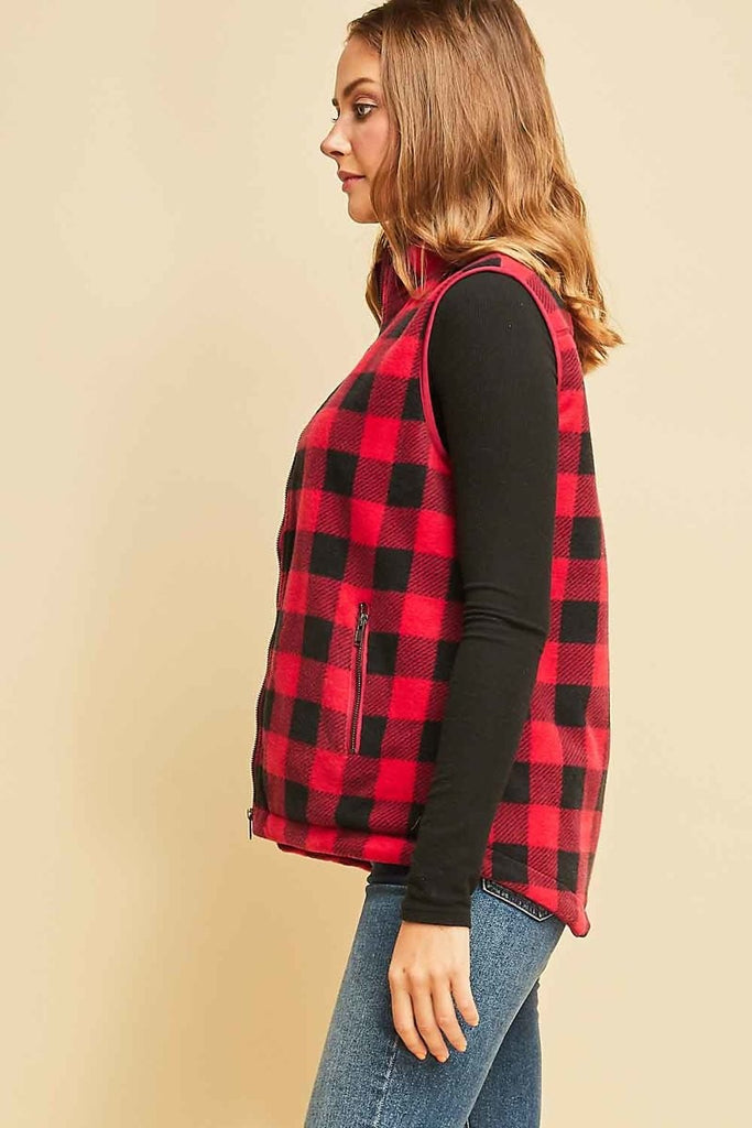 Gingham Fleece Vest