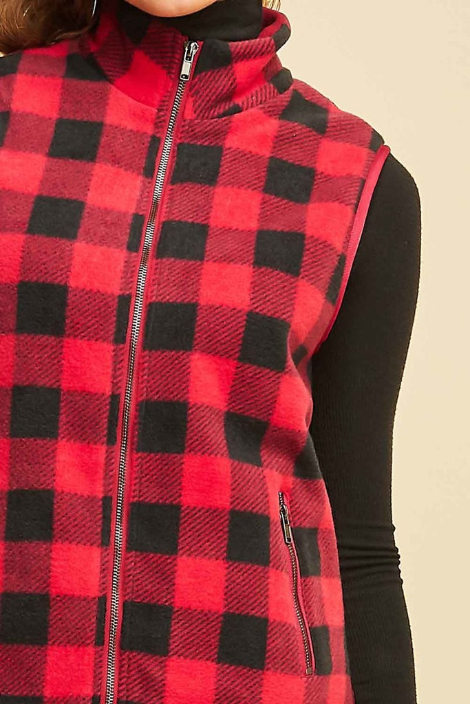 Gingham Fleece Vest