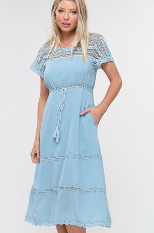 Emery Midi Dress-Misty Blue