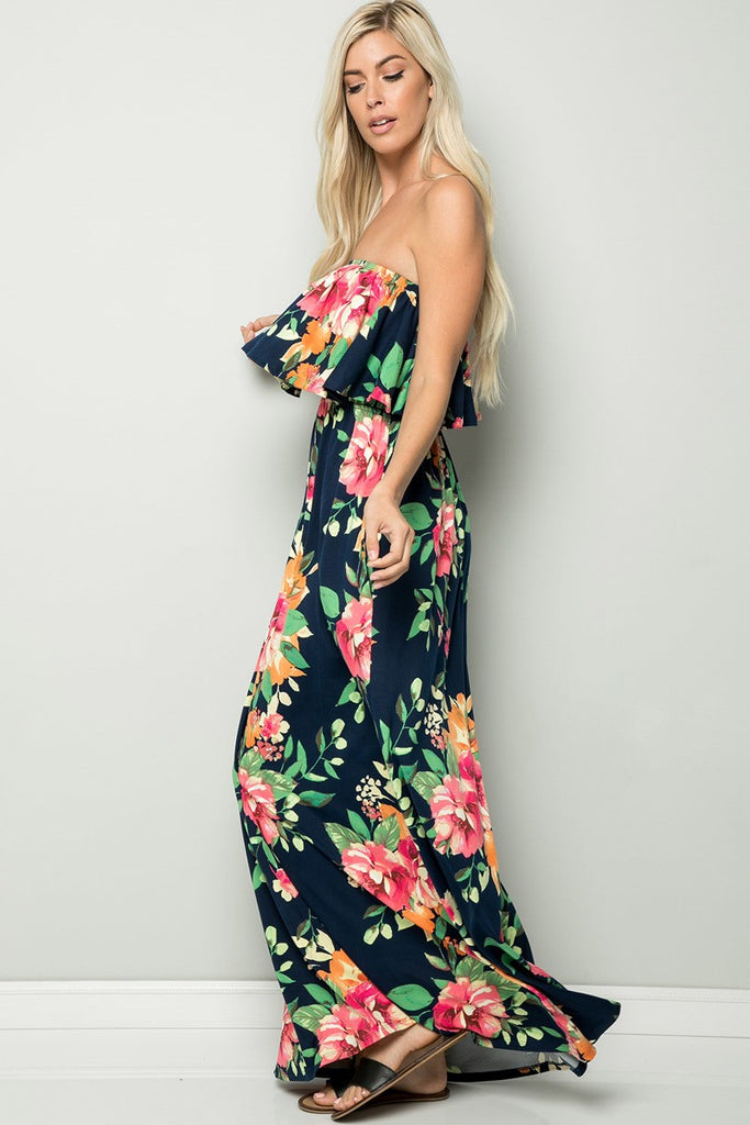 Eden Floral Maxi Dress-Navy