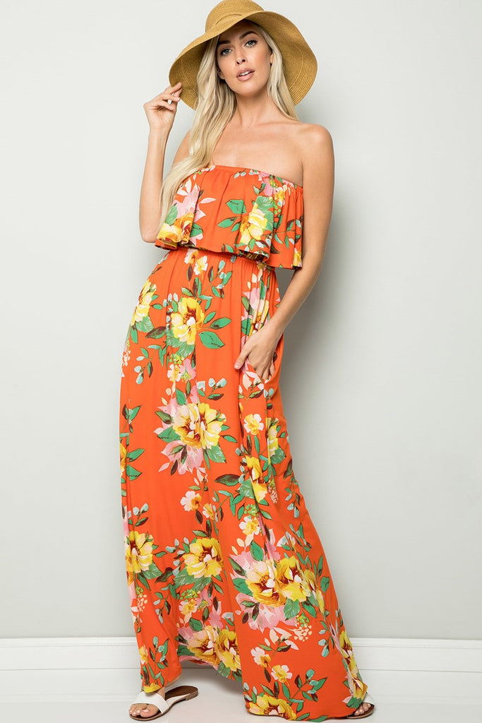 Eden Floral Maxi Dress-Navy