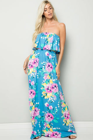 Eden Floral Maxi Dress-Sky Blue