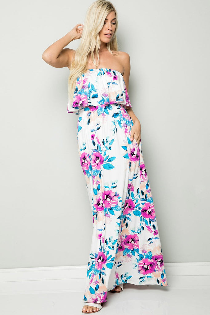 Eden Floral Maxi Dress-Ivory