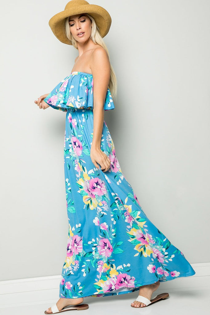 Eden Floral Maxi Dress-Sky Blue