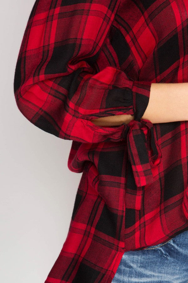 Plaid Top-Red/Black