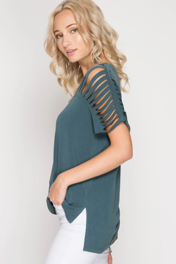 Front And Back Cut Outs Top-Black