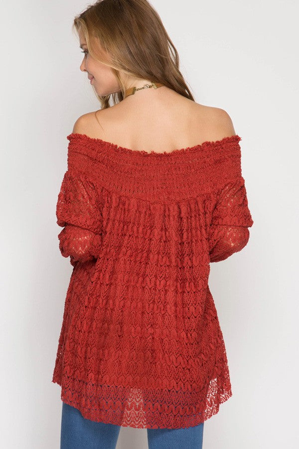 Jessi Off The Shoulder Top-Rust