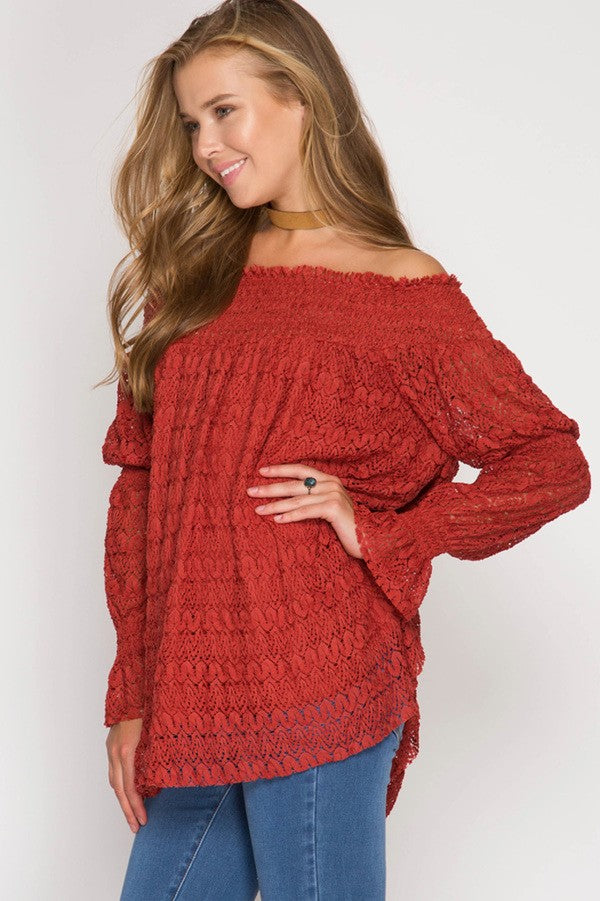 Jessi Off The Shoulder Top-Rust