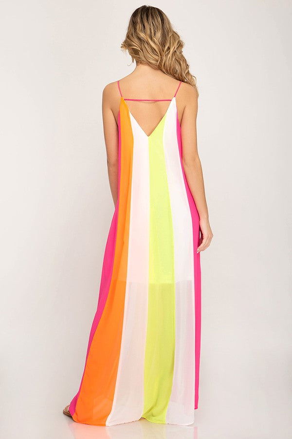 Paradise Maxi Dress-Grey/Peach