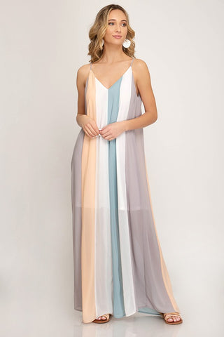 Paradise Maxi Dress-Grey/Peach