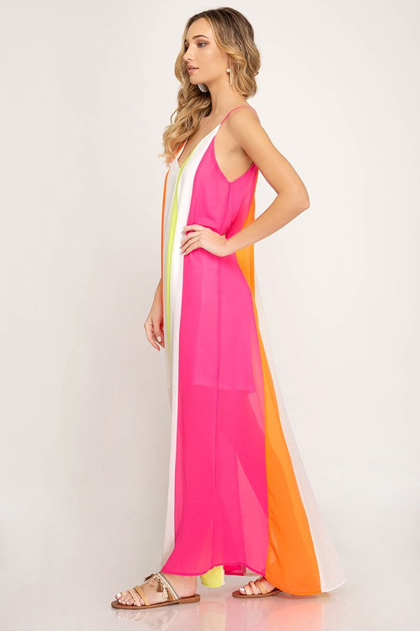Paradise Maxi Dress-Grey/Peach