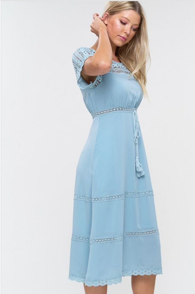 Emery Midi Dress-Misty Blue