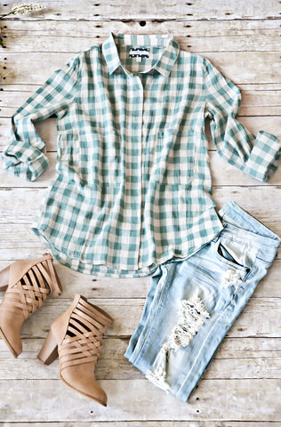 So Sweetly Plaid Top-Mint