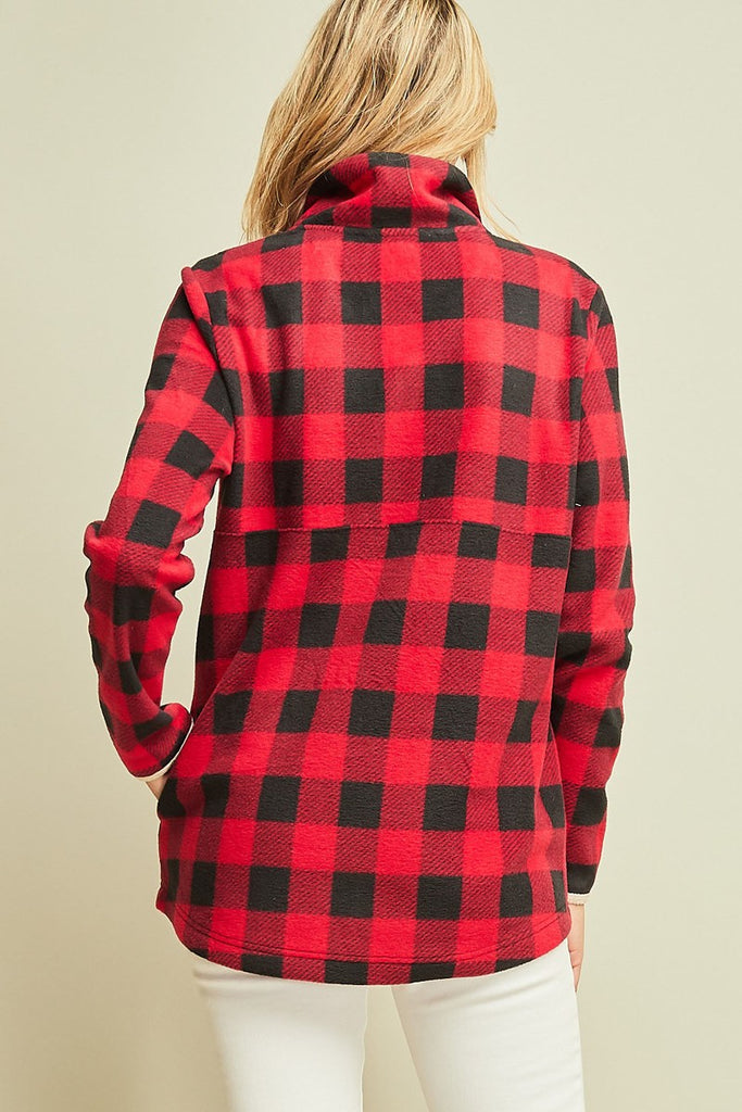 Gingham Fleece Pullover Sweater