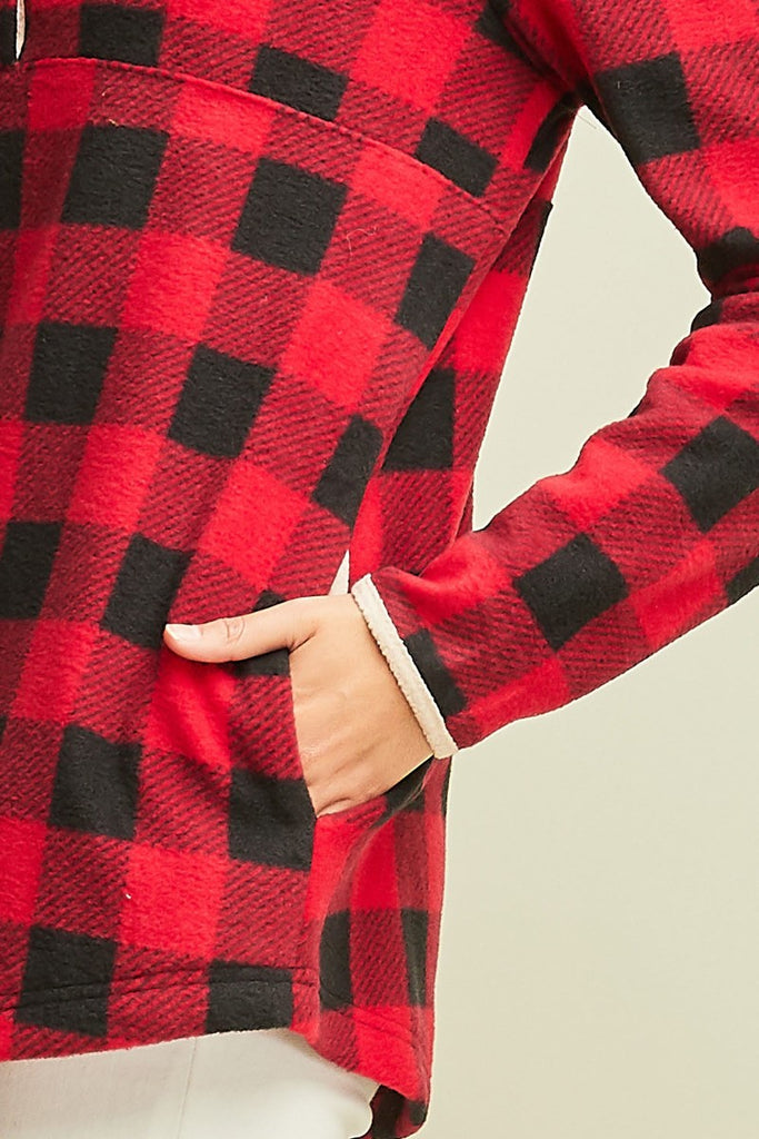 Gingham Fleece Pullover Sweater