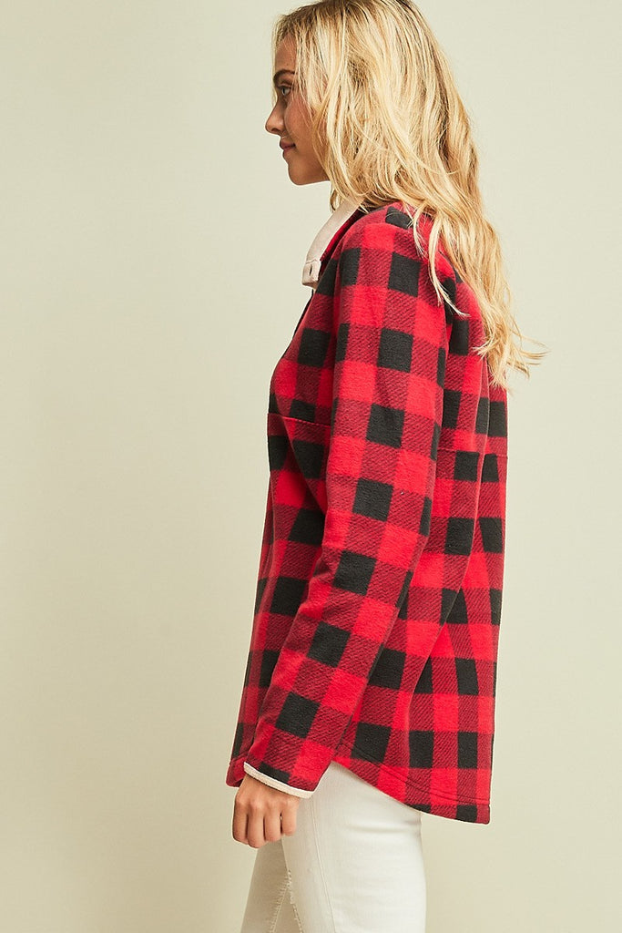 Gingham Fleece Pullover Sweater