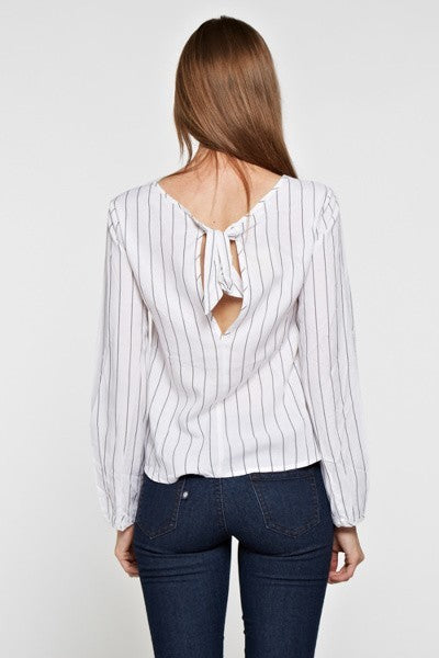 STRIPED EMBROIDERED TOP-BLUE