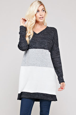 Nova Tunic Sweater-Black/Ivory