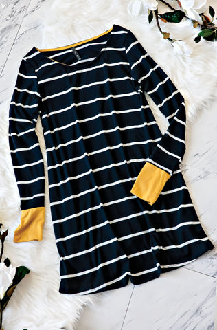 TAYLOR STRIPED TUNIC-Navy Yellow