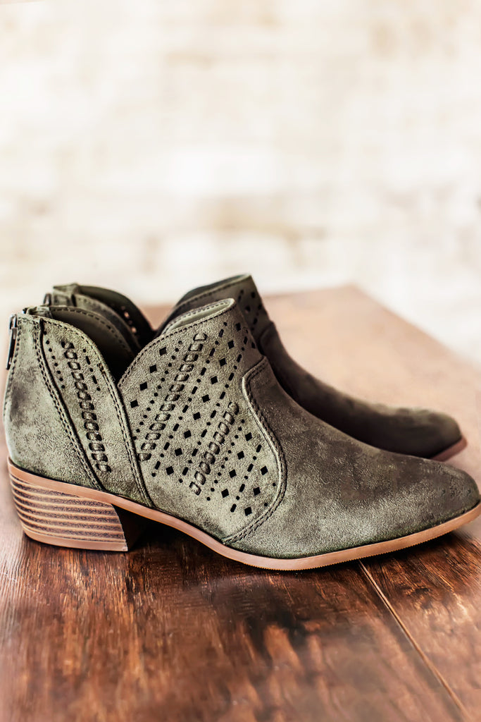 Harlow Ankle Boots-Olive