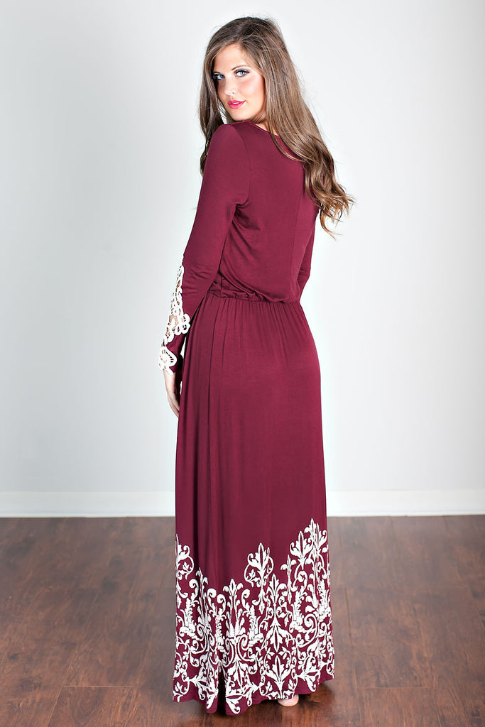 About Fall Maxi Dress- Maroon