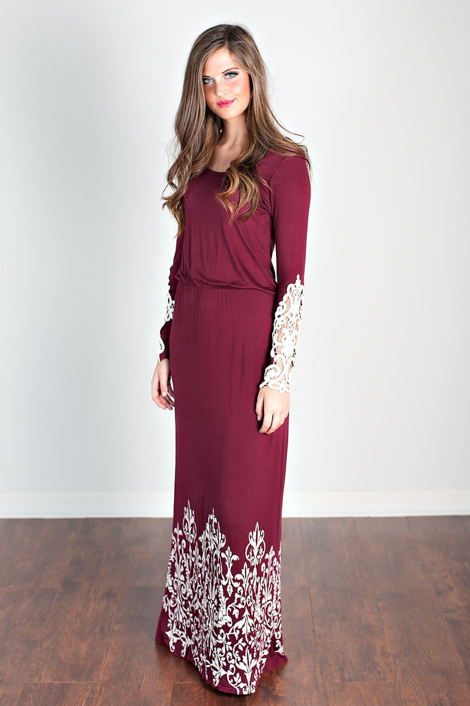 About Fall Maxi Dress- Maroon