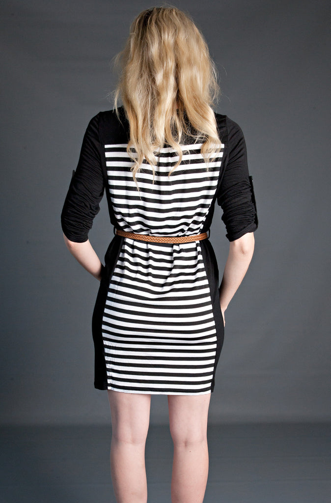 All Aboard Striped Belted Dress