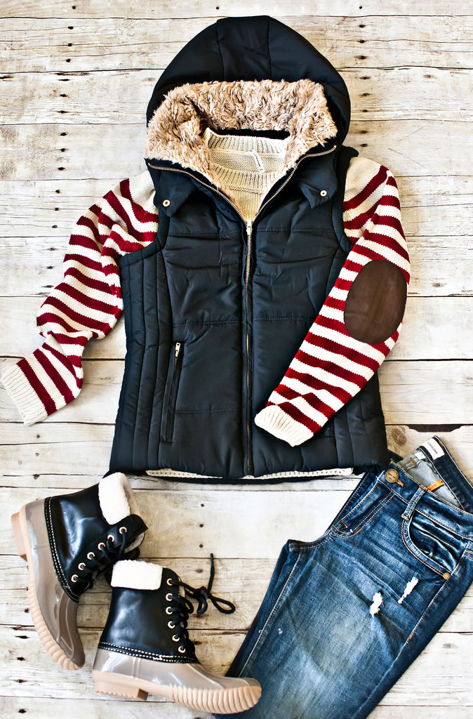 Along The Way Puffer Vest-Black