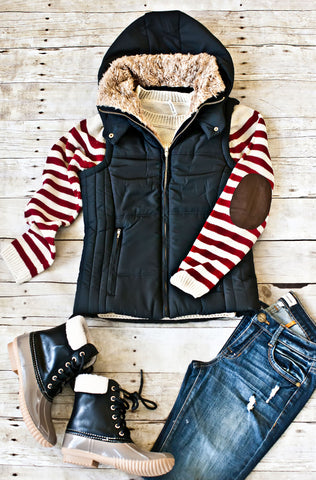 Along The Way Puffer Vest-Black