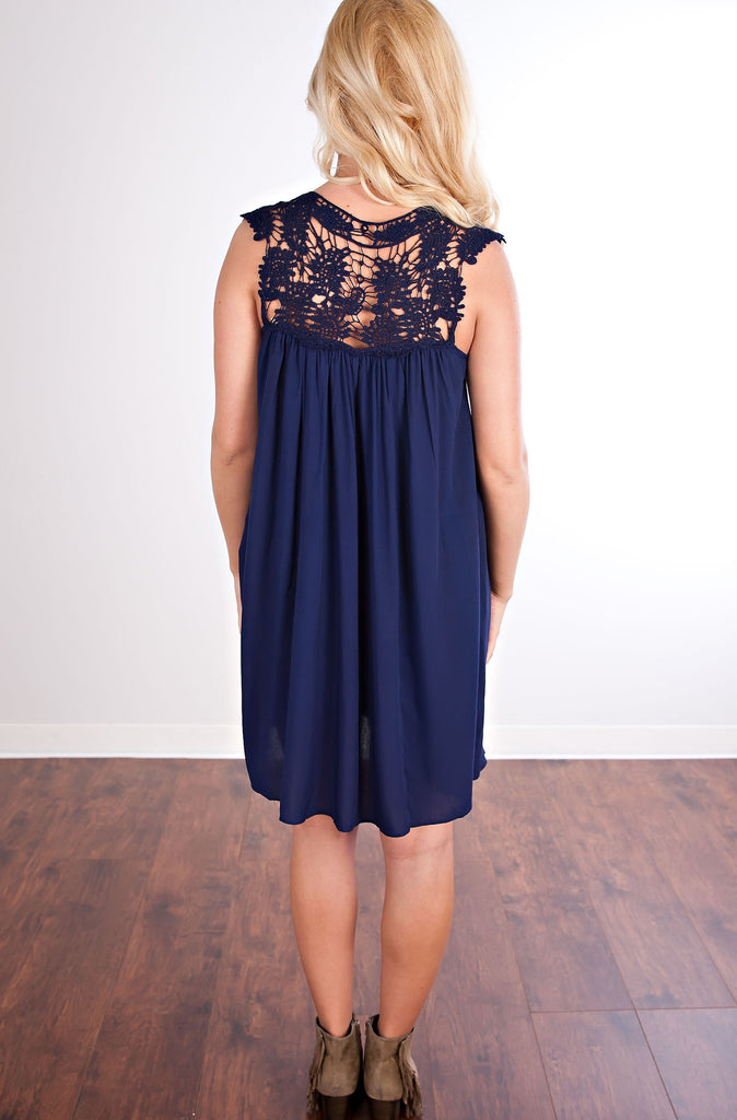 Amongst The Stars Crochet Dress-Navy