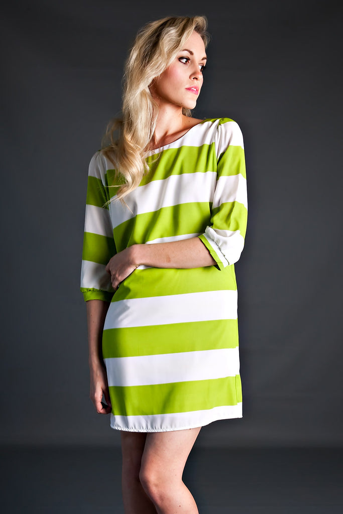 Apple Green Striped Dress