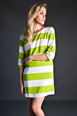 Apple Green Striped Dress