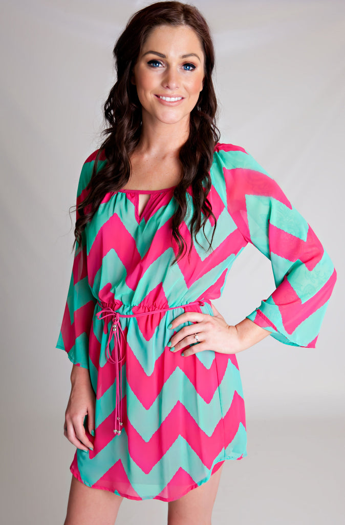 Around the Carousel Chevron Dress