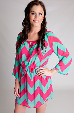 Around the Carousel Chevron Dress
