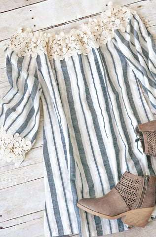 Ashton Crochet Striped Off The Shoulder Dress
