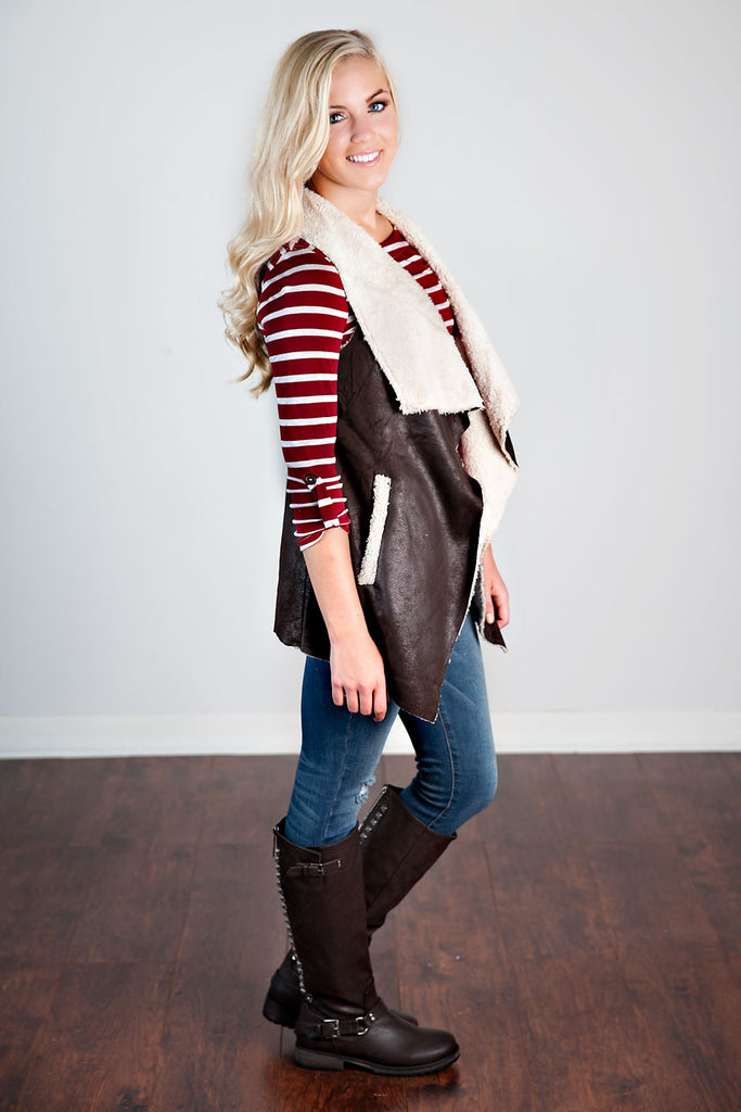 Burgundy Striped Top