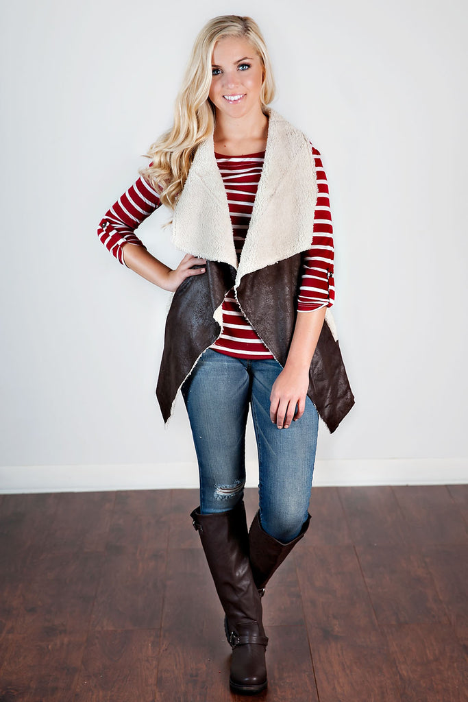 Burgundy Striped Top