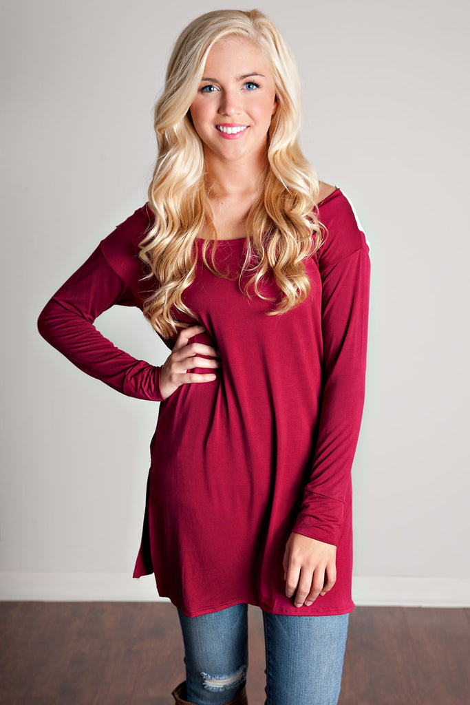 Believe In Bliss Top-Maroon