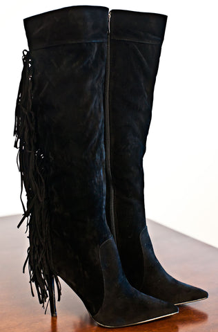 Belmont Fringe Boots-Black