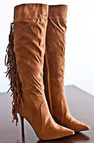 Belmont Fringe Boots-Camel