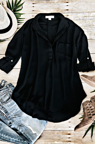 Black Roll-Tab Top