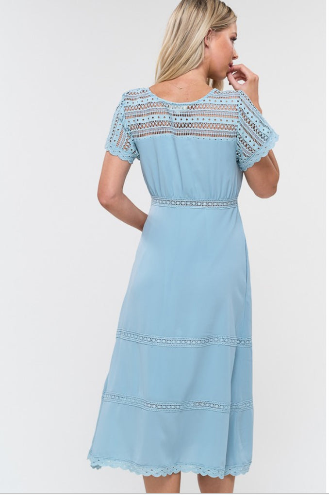 Emery Midi Dress-Misty Blue