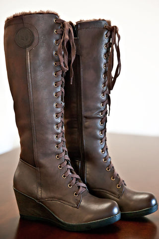 Breckenridge Fur Lined Lace-Up Boots-Brown