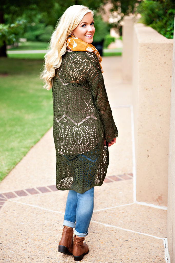 Caroline Knit Cardigan-Olive