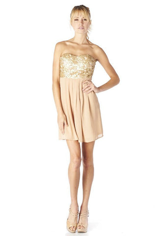 Champagne Sequin Detail Dress