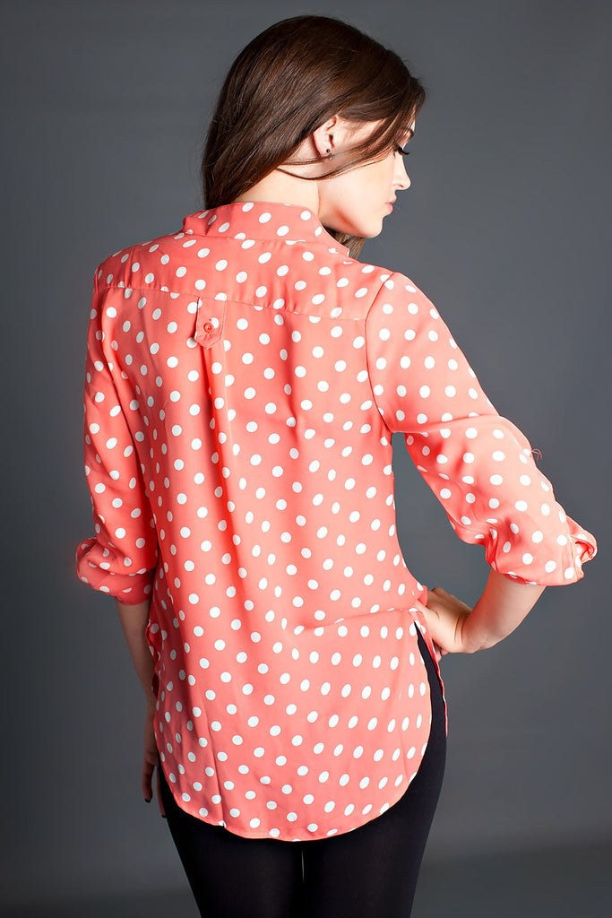 Center Of Attention Polka Dot Top- White