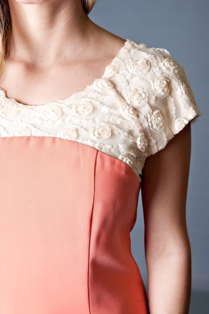 Lovely Rosettes Dress-Peach