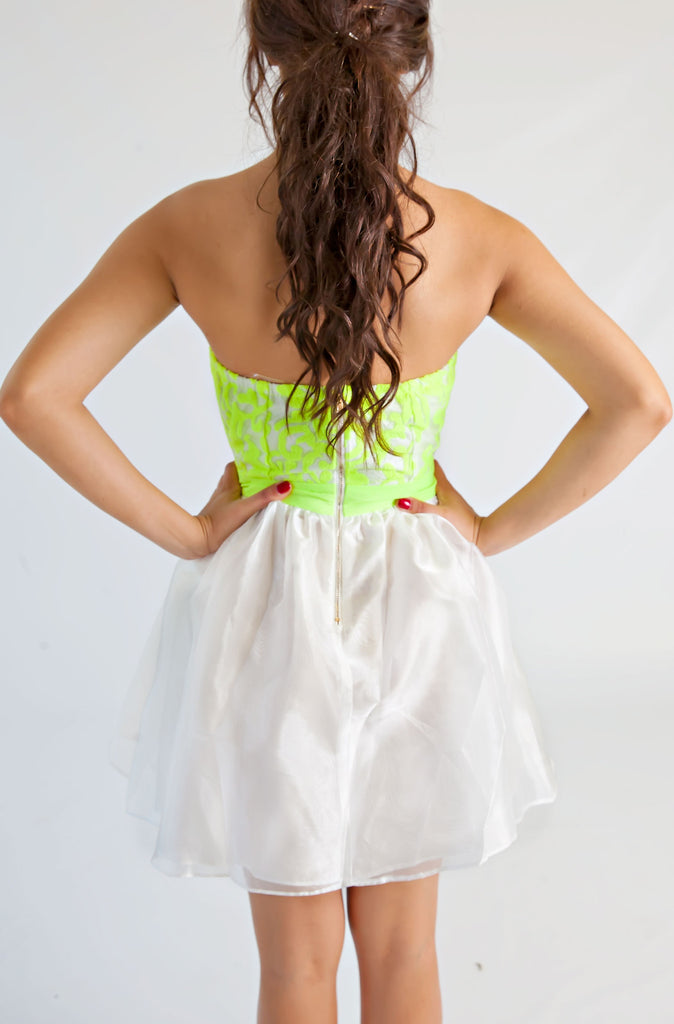 Cocktail Party Dress In Neon Lime