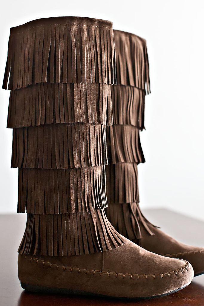 Conquest Fringe Boots-Brown