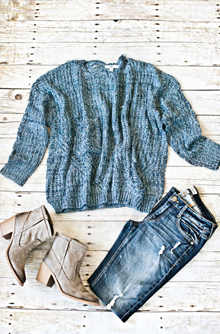 Lazy Sunday Slouch Sweater-Blue